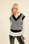 Sleeveless Knit Sweater | Black + White