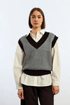 Sleeveless Knit Sweater | Black + White