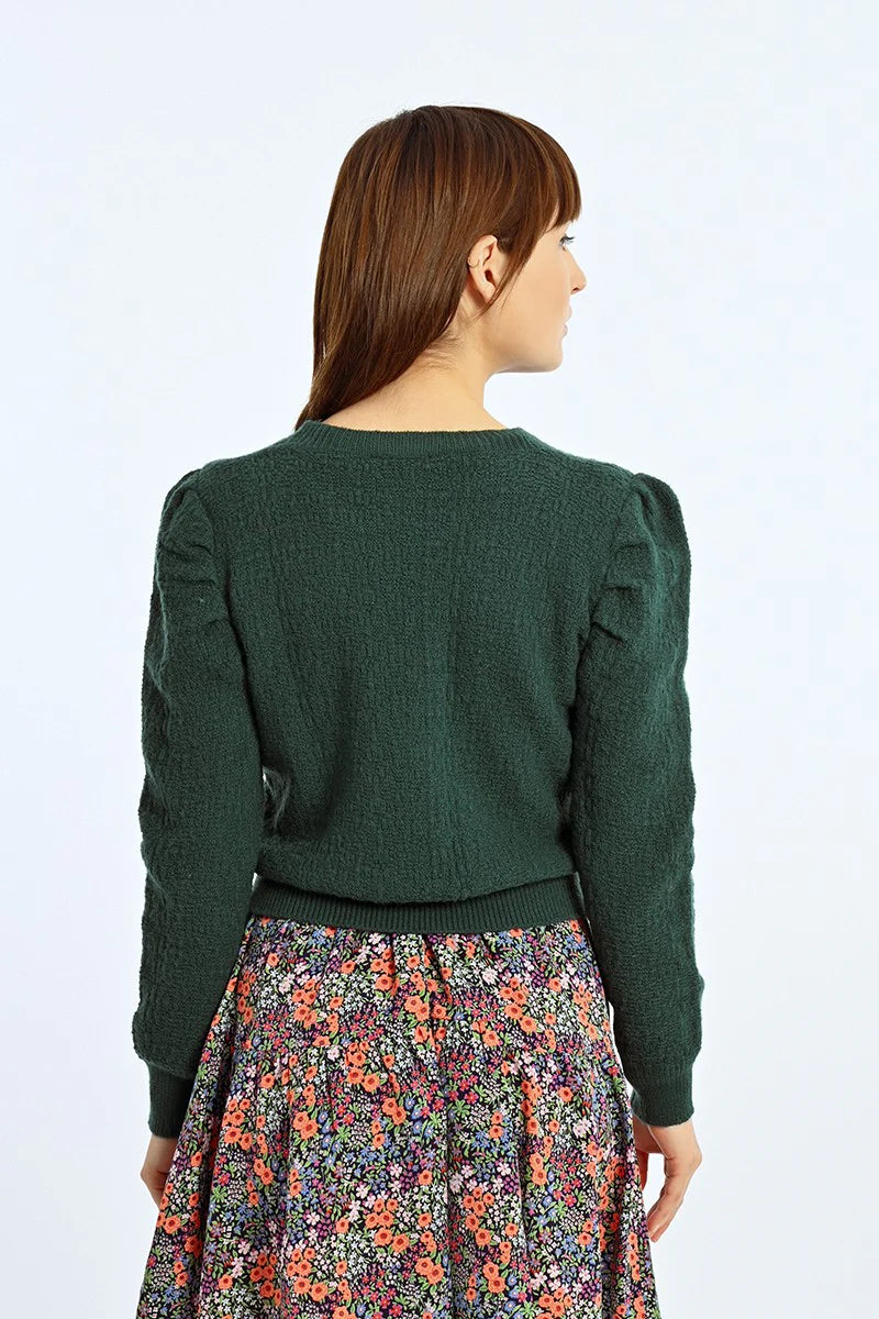 Emerald Puff Sleeve Sweater