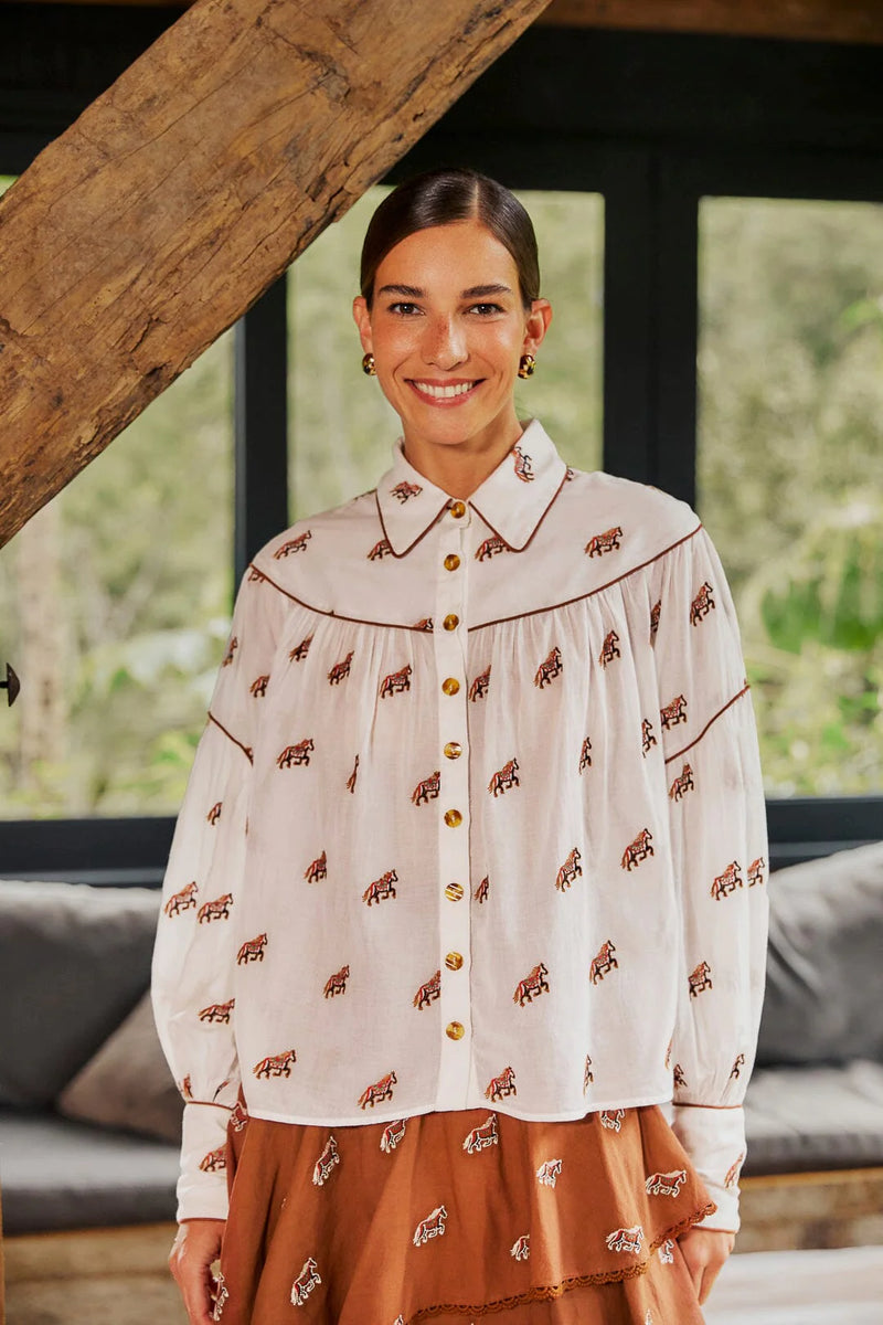 Off-White Embroidered Horses Blouse