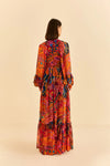 Vintage Wave Long Sleeve Maxi Dress