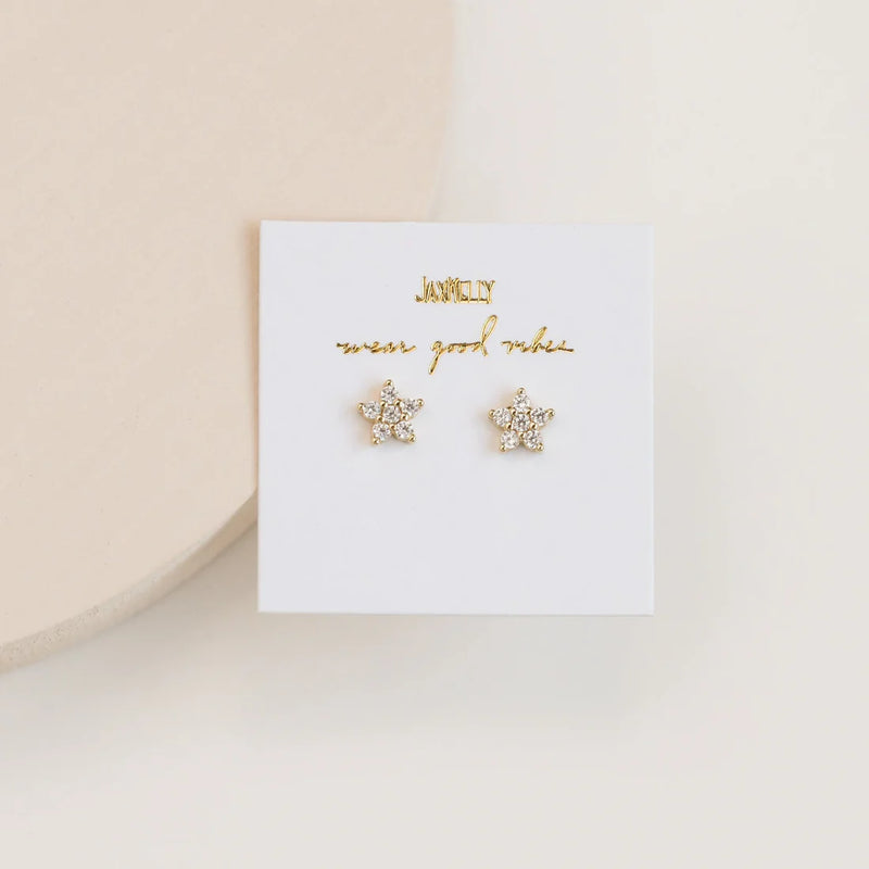 Pave Stud Flower Earrings