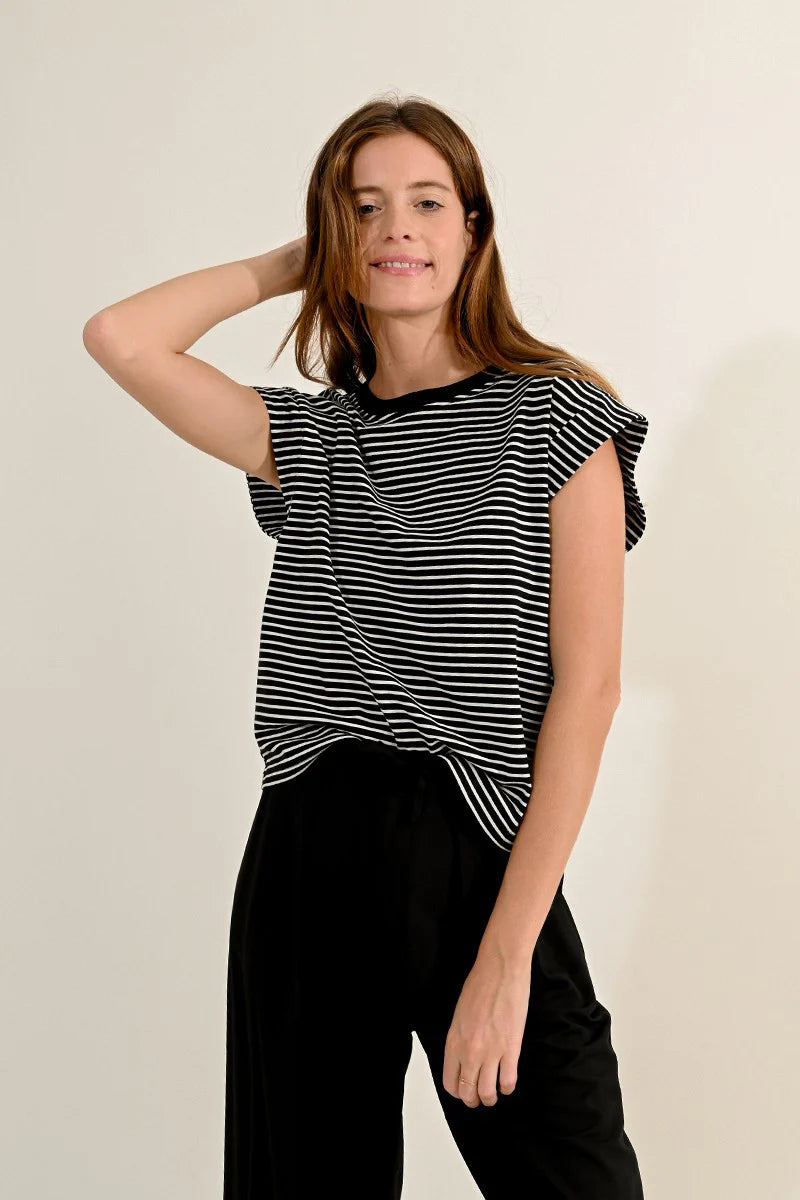 Striped Tee | Black + White