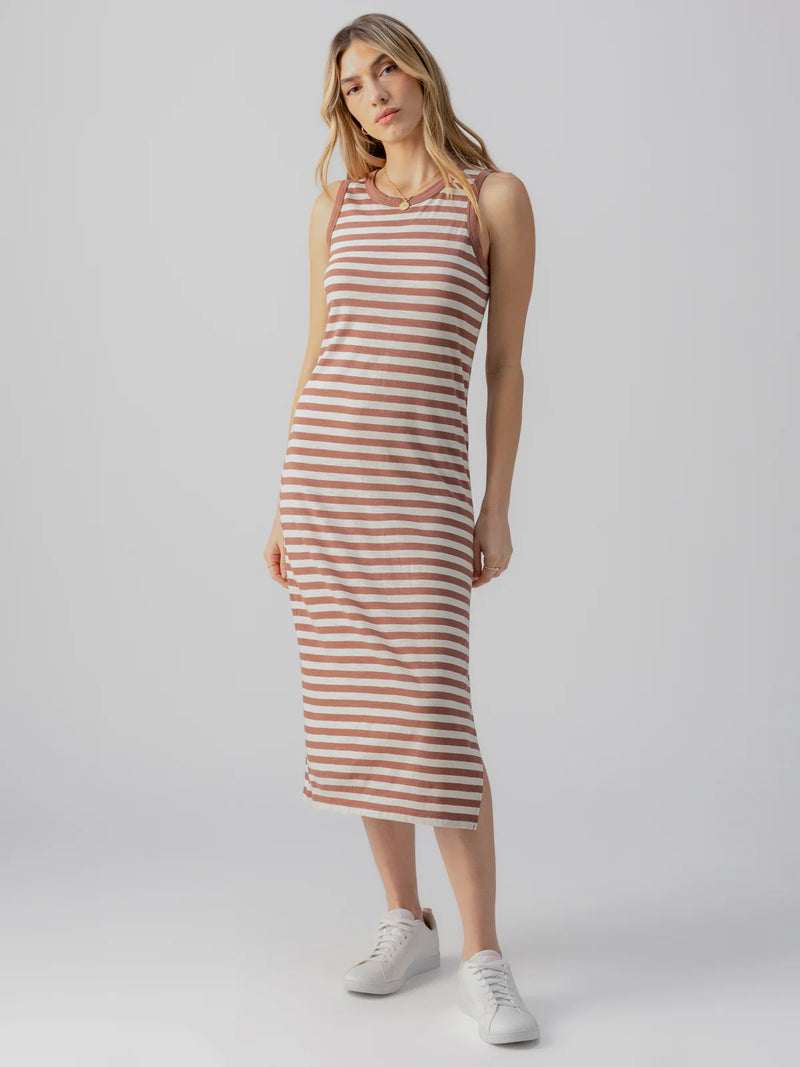 Contrast Trim Maxi Dress | Washed Clay/Birch Stripe