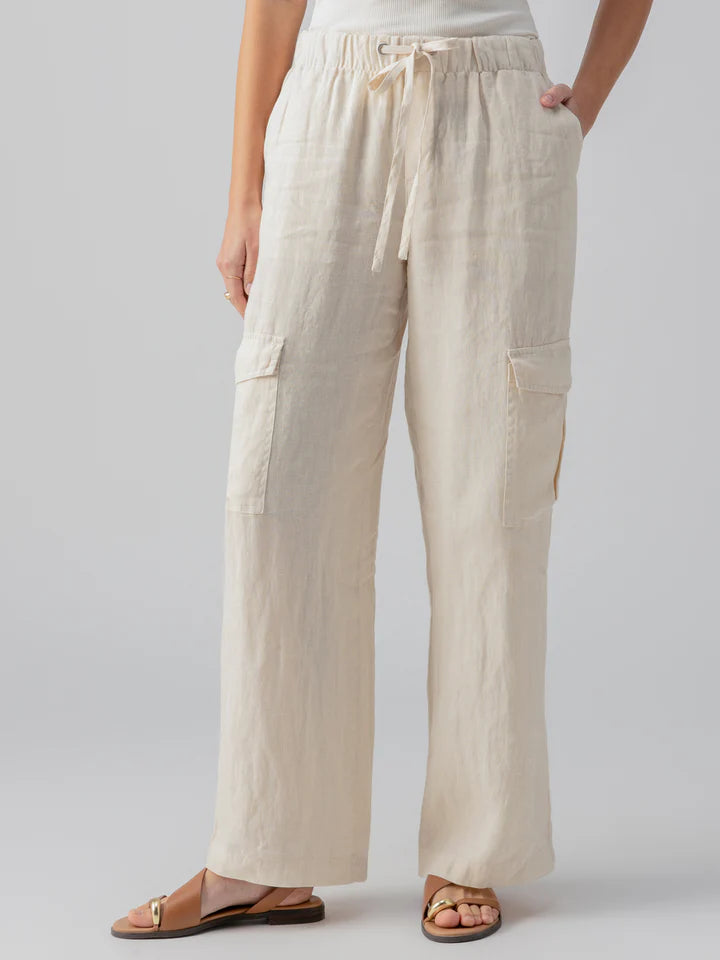 Drift Linen Cargo Semi-High Rise Pant | Birch