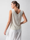 V-Neck Tie Tank | White Birch Stripe