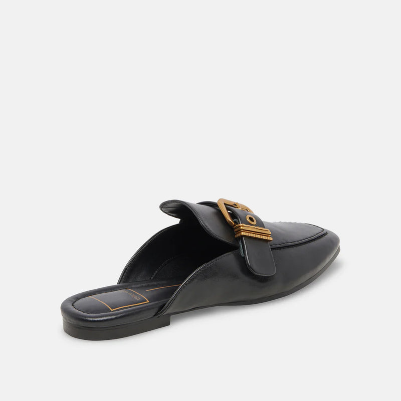 Santel Flats | Black Leather