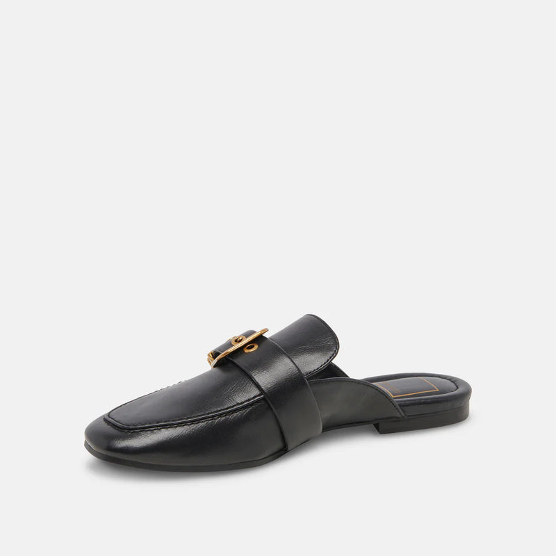 Santel Flats | Black Leather