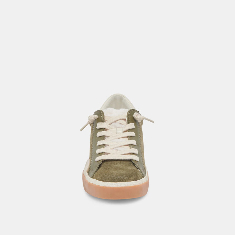 Zina Plush Sneakers | Moss Perforated