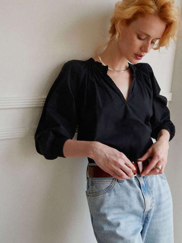 Estelle Peasant Blouse | Jet Black