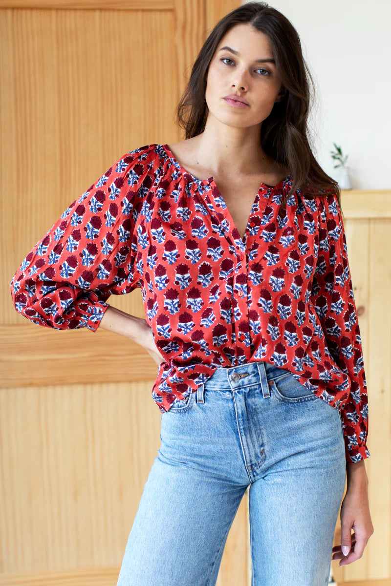 Frances Blouse | Carmen Flowers Satin