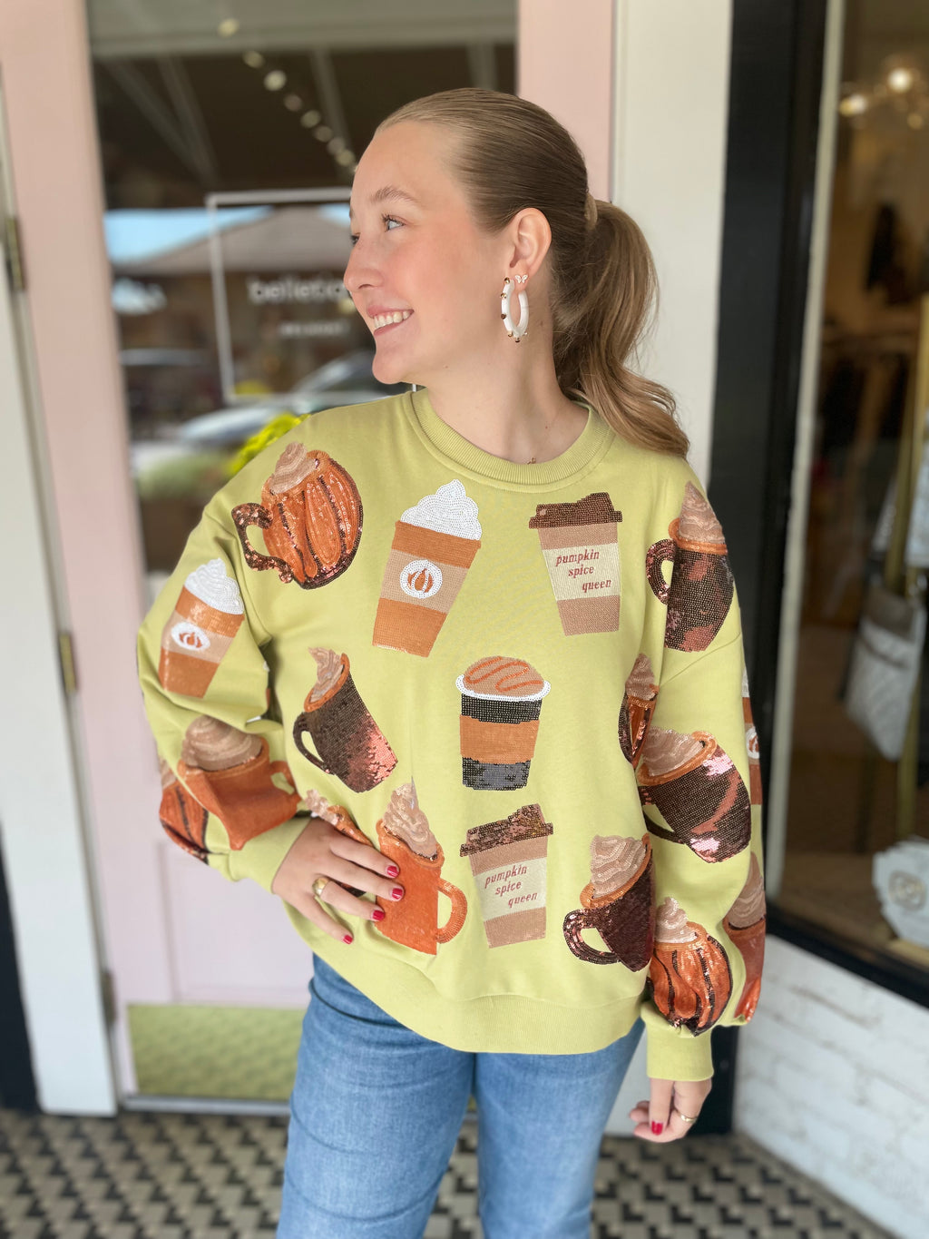 Pumpkin Spice Queen Sweatshirt | Pale Mint Green