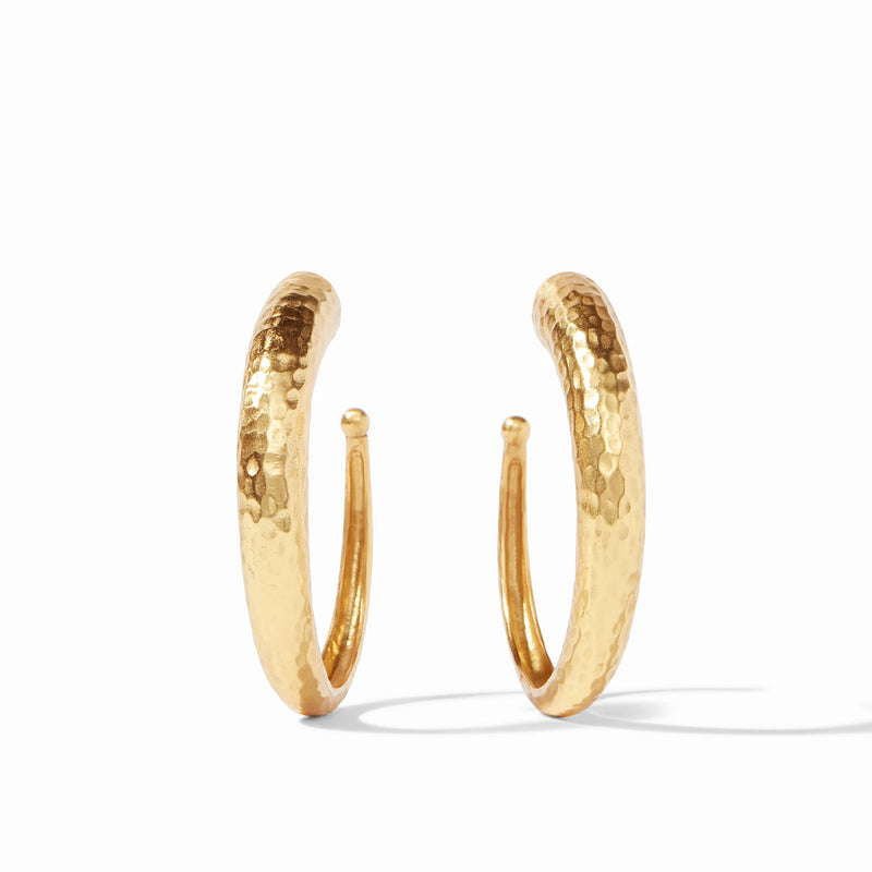 Gold Hammered Hoop Earrings | Large