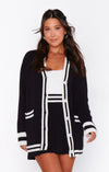 Lambert Cardigan | Black Varsity Stripe Knit