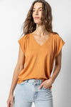 Shirred Shoulder V-Neck | Honey