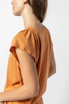 Shirred Shoulder V-Neck | Honey