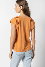 Shirred Shoulder V-Neck | Honey