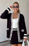 Lambert Cardigan | Black Varsity Stripe Knit