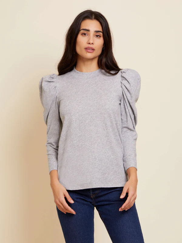 Zeta Snap Back Mock Neck Top | Heather Grey