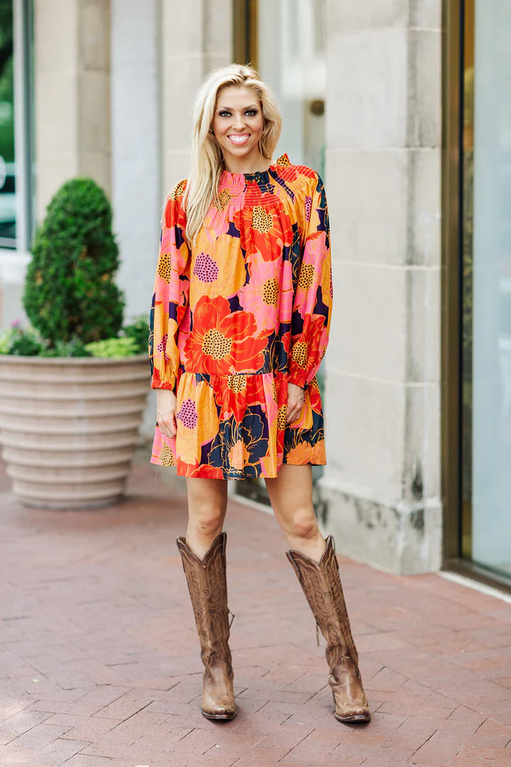 The Cabo Smocked Long Sleeve Dress