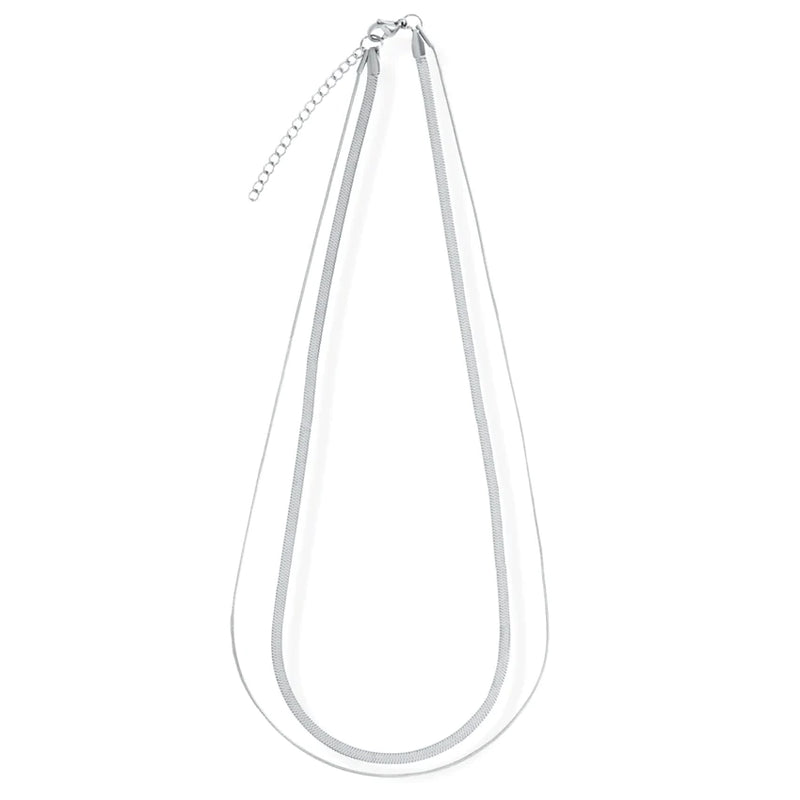 Cassia Double Chain Necklace | Silver