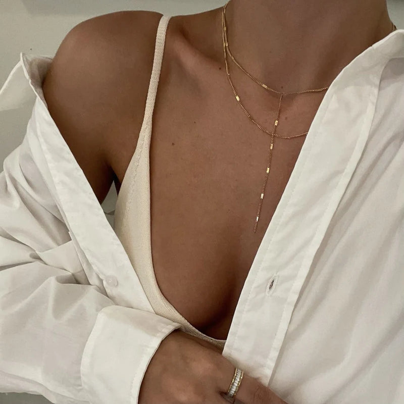 Camilla Dainty Lariat Chain Necklace | Gold