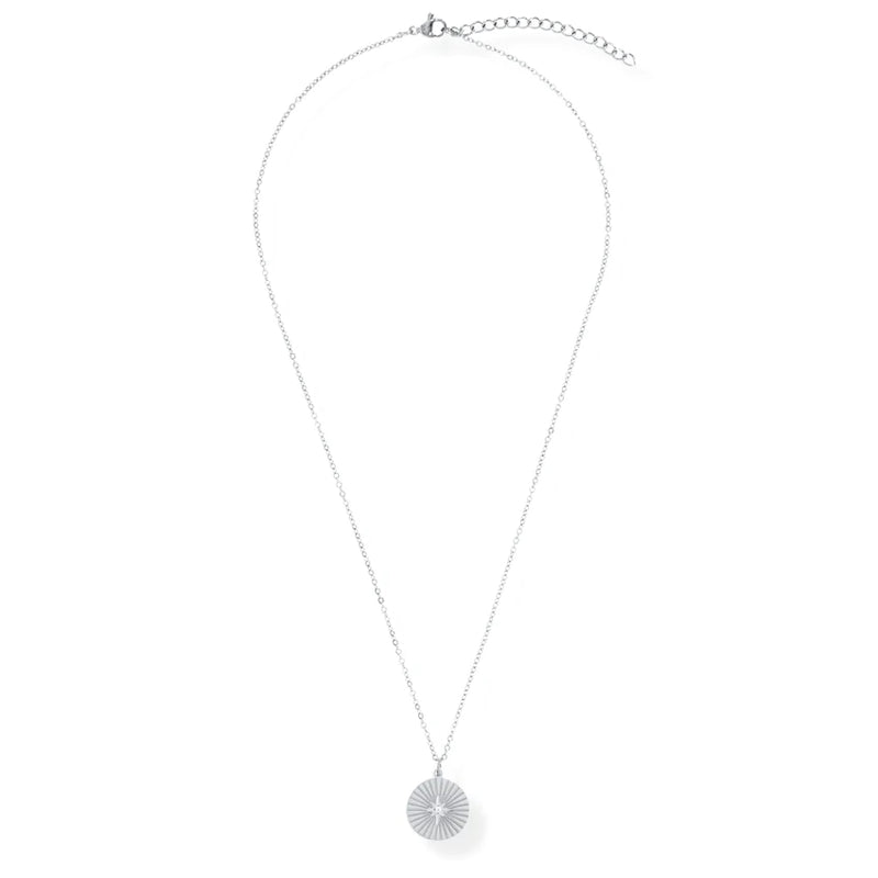 Rue Sunburst Disc Necklace | Silver