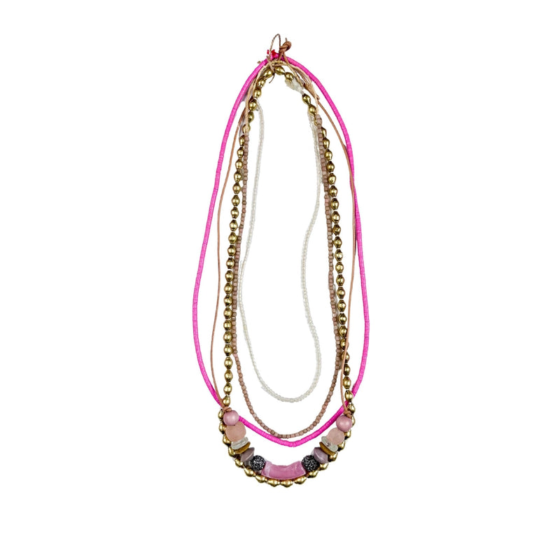 Pink + Pavé Layer Necklace Set