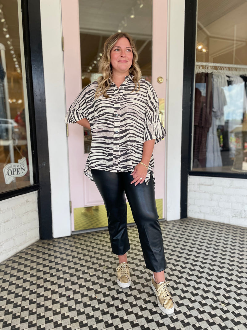 Charcoal Zebra Print Top