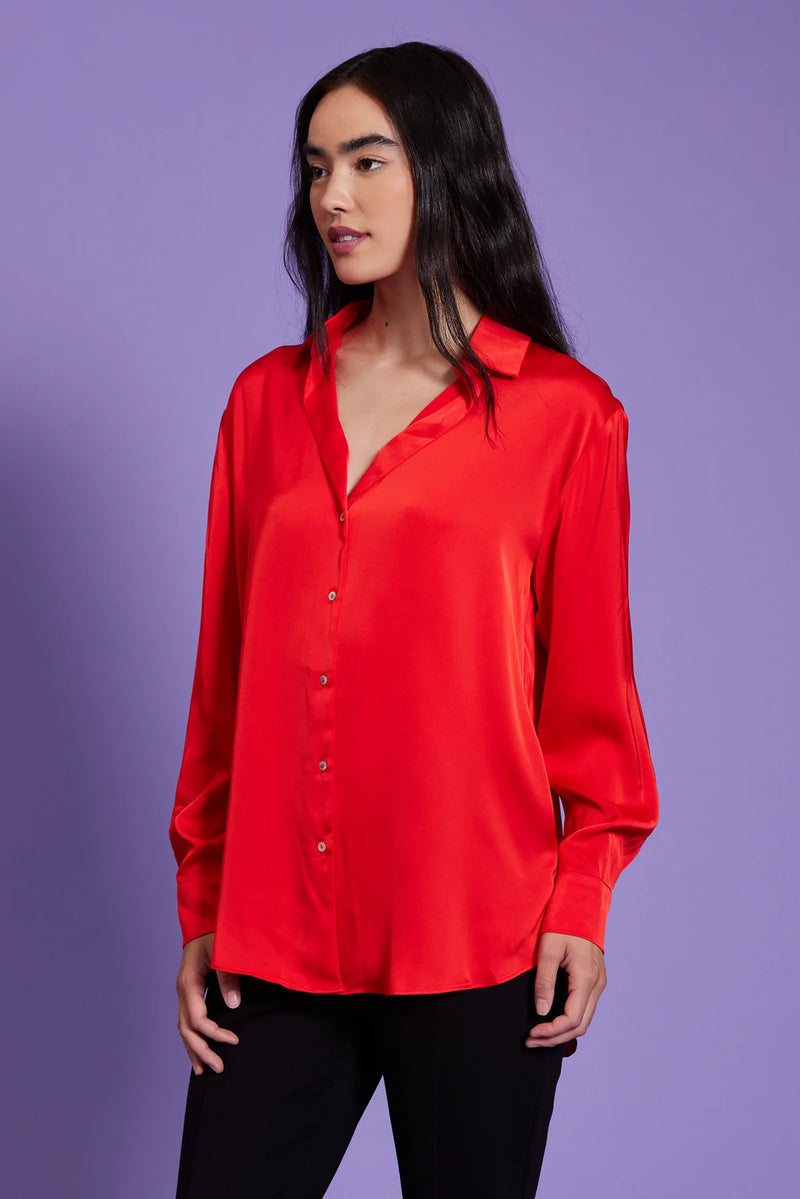 Elena Button Down Top | Red