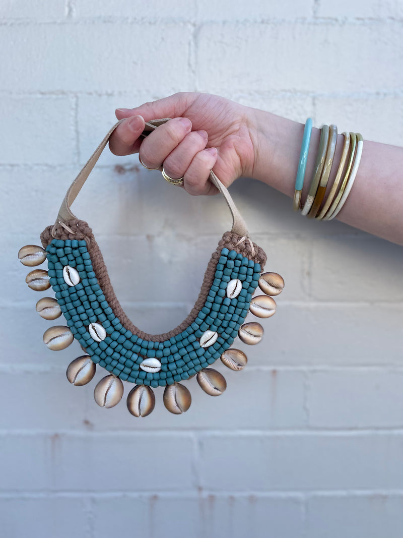 Cowrie Collar Necklace | Aqua