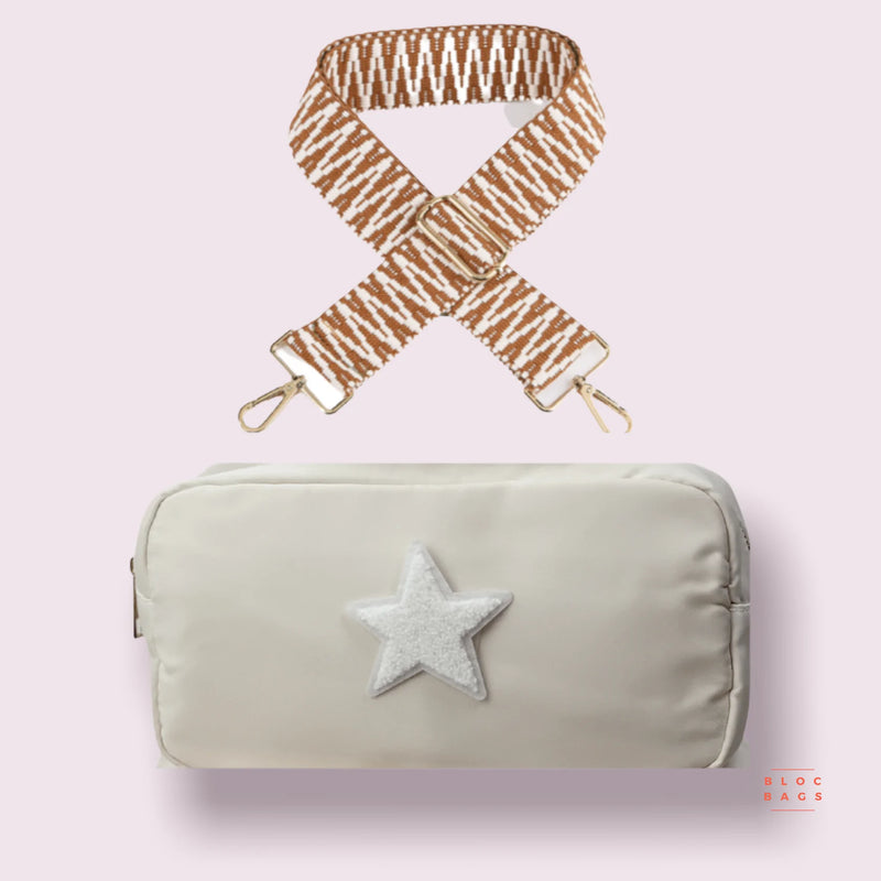 Cream Star Crossbody Strap with Neutral Strap