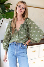 Frances Blouse | Olive Cheetah Organic