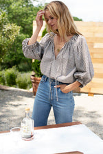 Rakel Keyhole Blouse | Gingham Coffee