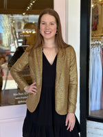 Metallic Knit Blazer | Gold