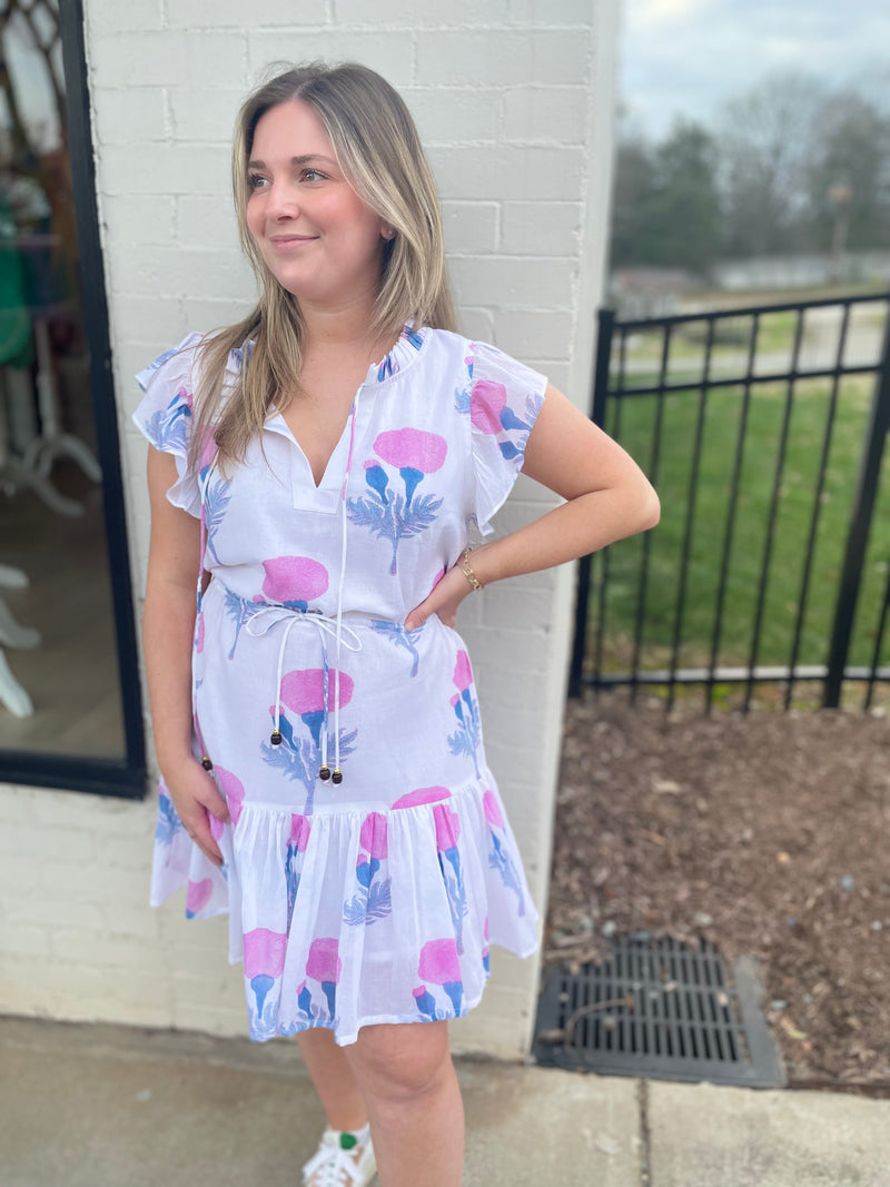 Cinched Flirty Dress | Pink Bloom