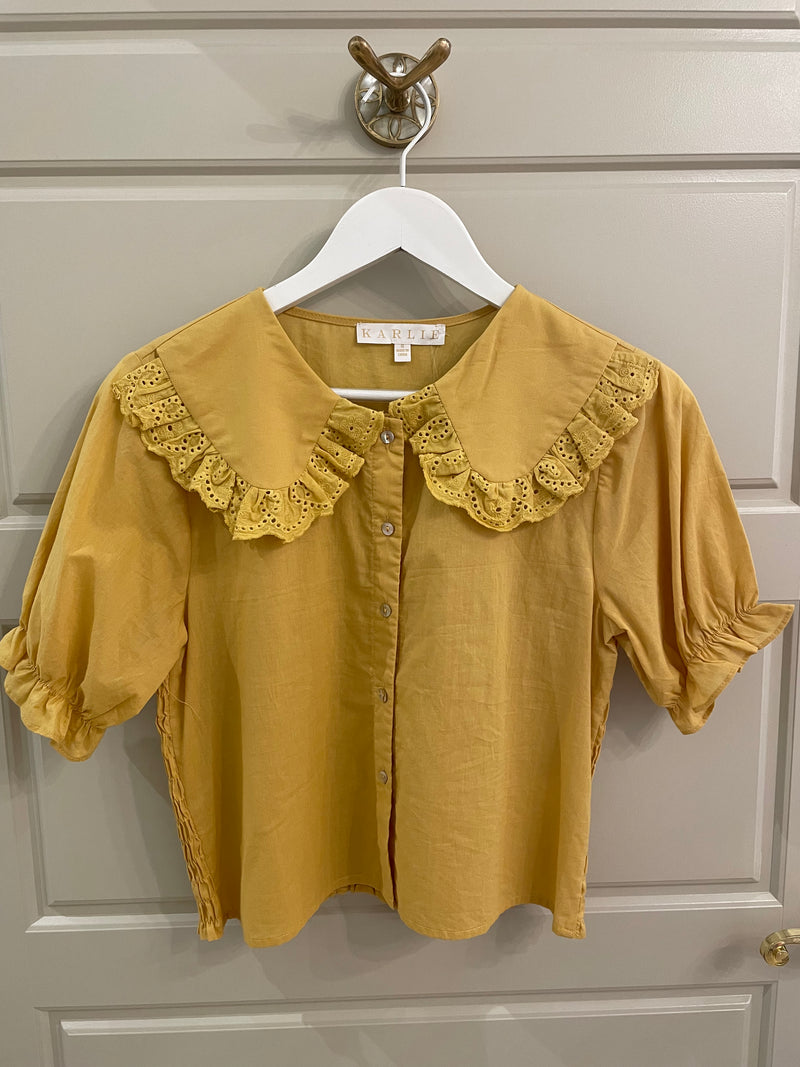 Collar Poplin Top | Mustard