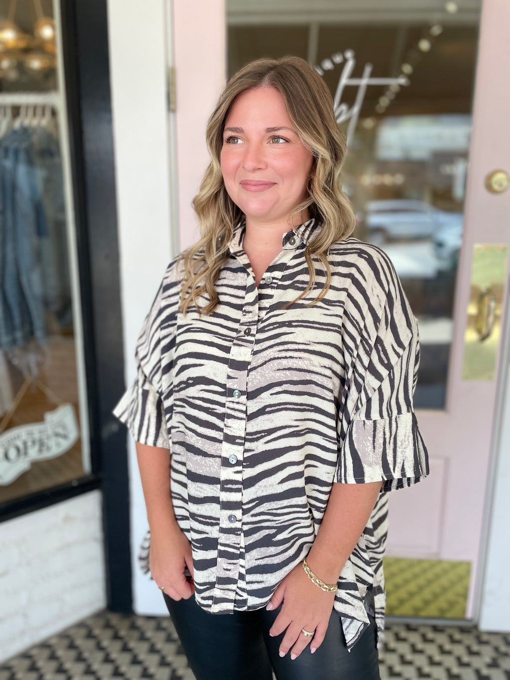 Charcoal Zebra Print Top