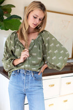 Frances Blouse | Olive Cheetah Organic