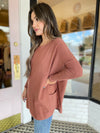 Copper Brown Oversized Pocket Sweater